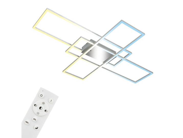 Briloner Roami LED Deckenlampe, Dimmbar, Fernbedienung, Speicherfunktion, Nachtlichtfunktion, Schwarz, 104 x 71 x 9,5 cm