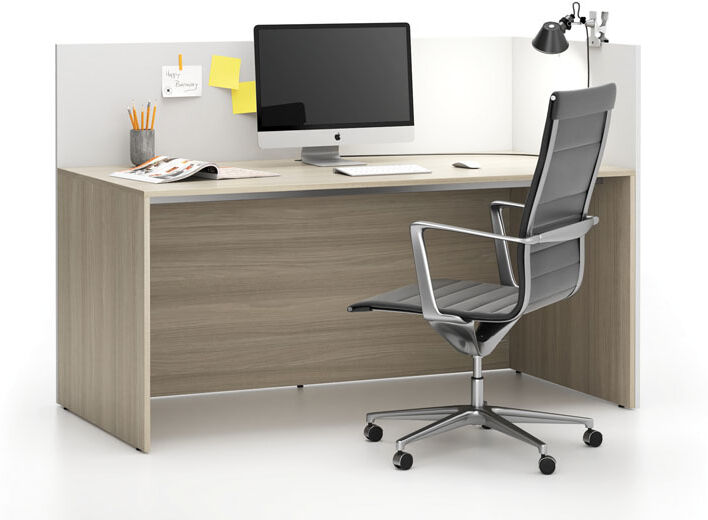 PLAN Büroschreibtisch-Set für rechte Ecke SEGMENT, mit Sichtschutz, Eiche natur/weiß
