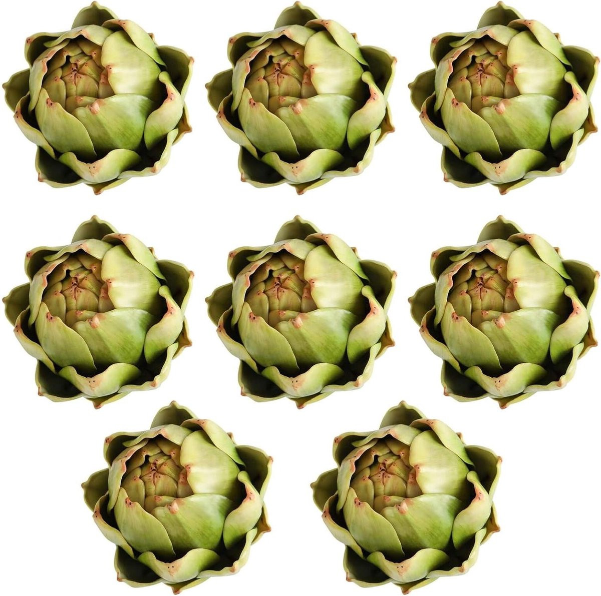 Set van 8 realistische kunstmatige artisjokken voor keuken decoratie - Groen
