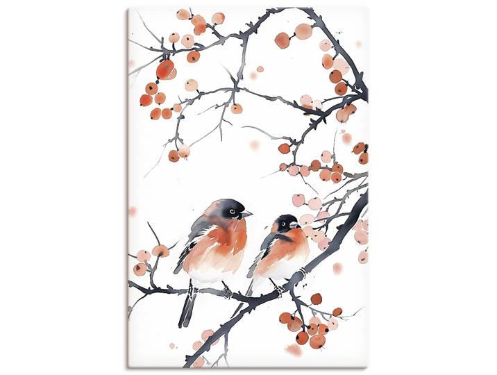 Wandbild ARTLAND Aquarell Gimpel , bunt (farbe bild(er): rot), B:40cm H:60cm, Bilder, Wandbild, als Alubild, Leinwandbild, Poster, Wandaufkleber in verschied. Grössen