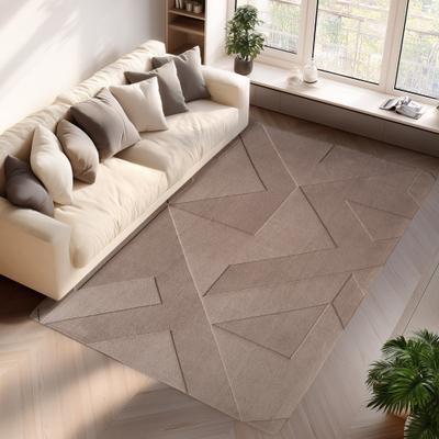 Teppich AYYILDIZ TEPPICHE "POMPEI 1613 , auch als Läufer", beige, B:140cm H:12mm L:200cm, Microfaser, Teppiche, Teppich, weiche pflegeleichte Oberfläche, Hoch-Tief-Struktur, Kurzflor