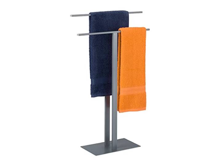 Relaxdays Handtuchständer, T-Design, 2 Handtuchstangen, grau