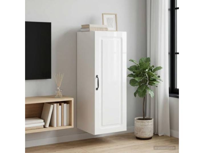 Wandschrank 33 x 34,5 x 90 cm Holzwerkstoff Hochglanz Weiß Stauraumschrank Verstellbare Regale, minimalistisches Design, robuste Oberfläche, pflegeleicht, vielseitig einsetzbar