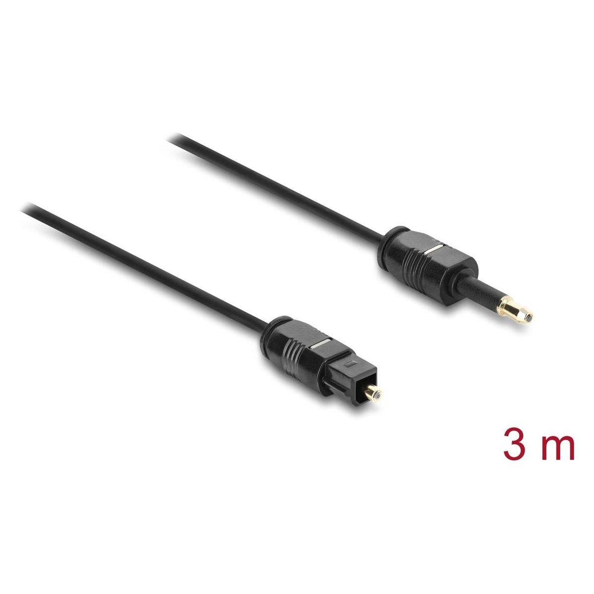 Delock TOSLINK Kabel mini TOSLINK 3,5 mm Stecker auf TOSLINK Stecker, Ø 2,2 mm, 3 m, schwarz (90921) (3 m, Toslink Kabel) (90921)