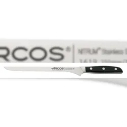 Arcos Serie Manhattan - Schinkenmesser - Klinge aus Nitrum geschmiedetem Edelstahl 250 mm - HandGriff Polyoxymethilen (POM) Schwarz (Seiden klinge)