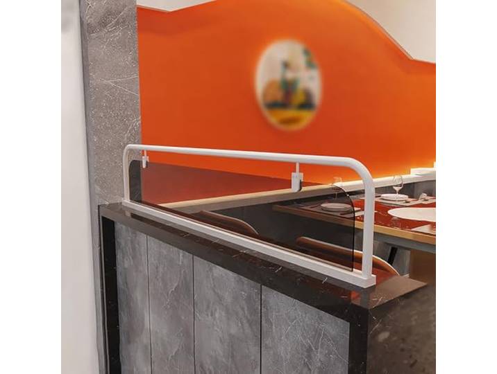 AVkgwrtb Raumteiler mit durchscheinendem Glas und Metallrahmen Mehrfarbig, 100 x 25 cm, Restaurant, Teehaus, Café, Hotel, Büro: Raumaufteilung(White)