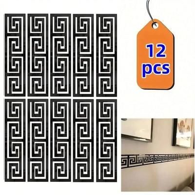 Uplifted Finds Self Adhesive 3D Mirror Wall Sticker Decorative Edge Set black