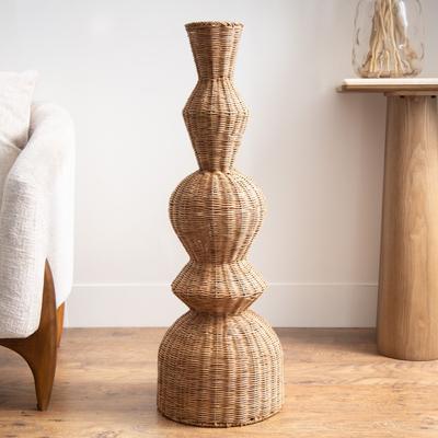 ARCILLA ELEMENTAL Brown Seagrass Handmade Wrapped Decorative Vase