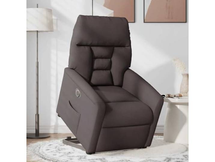 Relaxsessel mit Aufstehhilfe Elektrisch Dunkelbraun Stoff Elektromotor, Aufstehhilfe, Liegefunktion 135 Grad, Stoffbezug, Holz-und-Metall-Rahmen, TV-Sessel