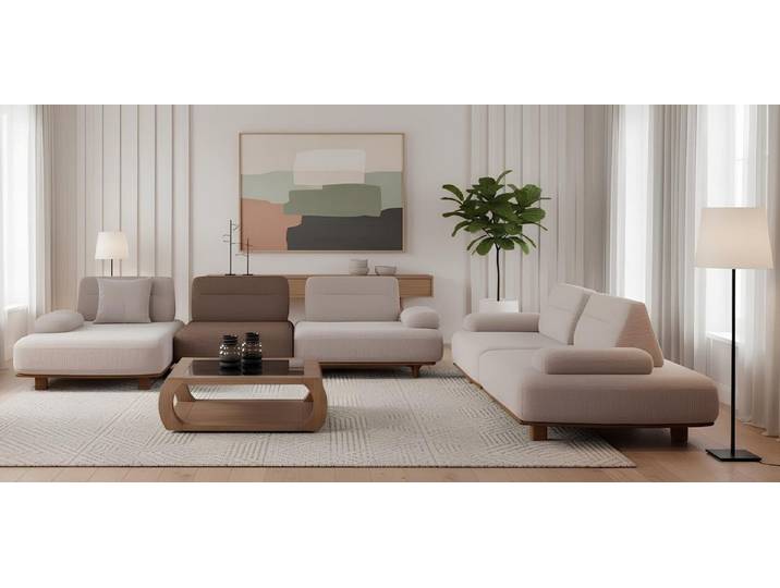 Xlmoebel Polstergarnitur Beige Braun L-Form Ecksofa im modernen Design, (Ecksofa, 2-tlg., L-Form Ecksofa), Made in Europa