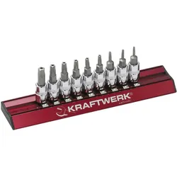 Kraftwerk, Steckschlüssel + Stecknuss, 5-Stern-Loch-TX-Bit-Stecknussatz (1/4")