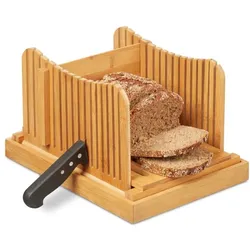 Relaxdays Brotschneidehilfe Bambus Hellbraun