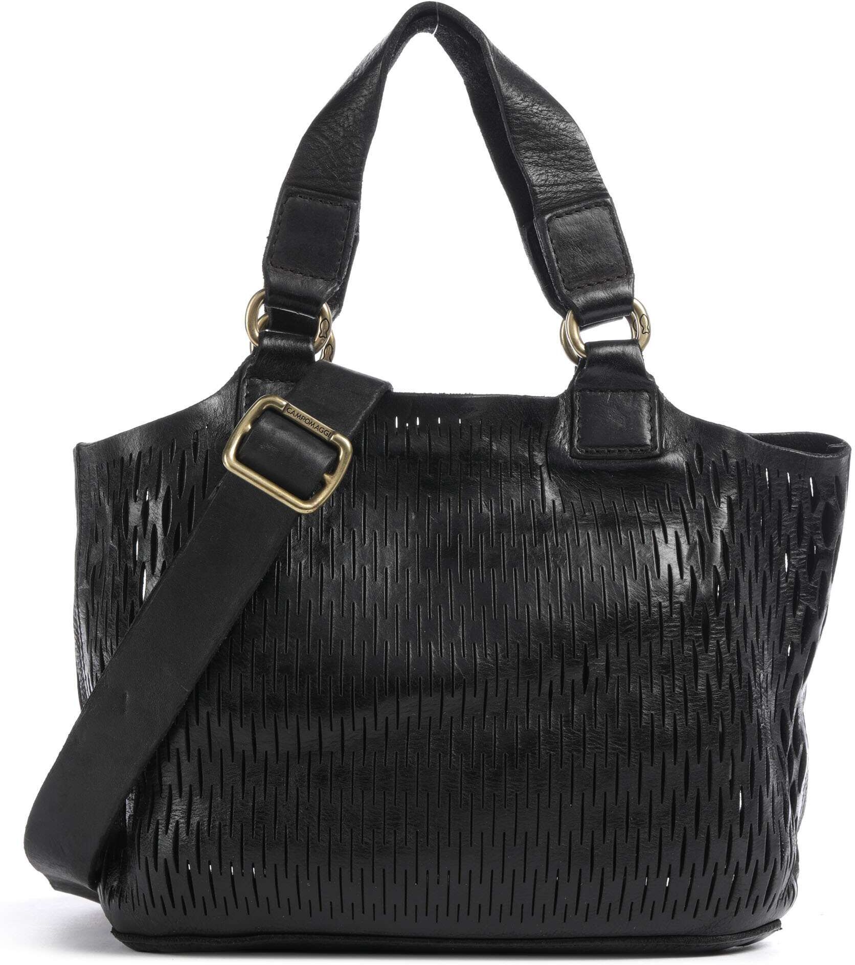 Campomaggi Handtasche aus Leder, schwarz