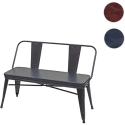 2er Sitzbank HWC-H10, Zweisitzer Garderobenbank Esszimmerbank Industrie-Design Vintage Kunstleder ~ schwarz-grau