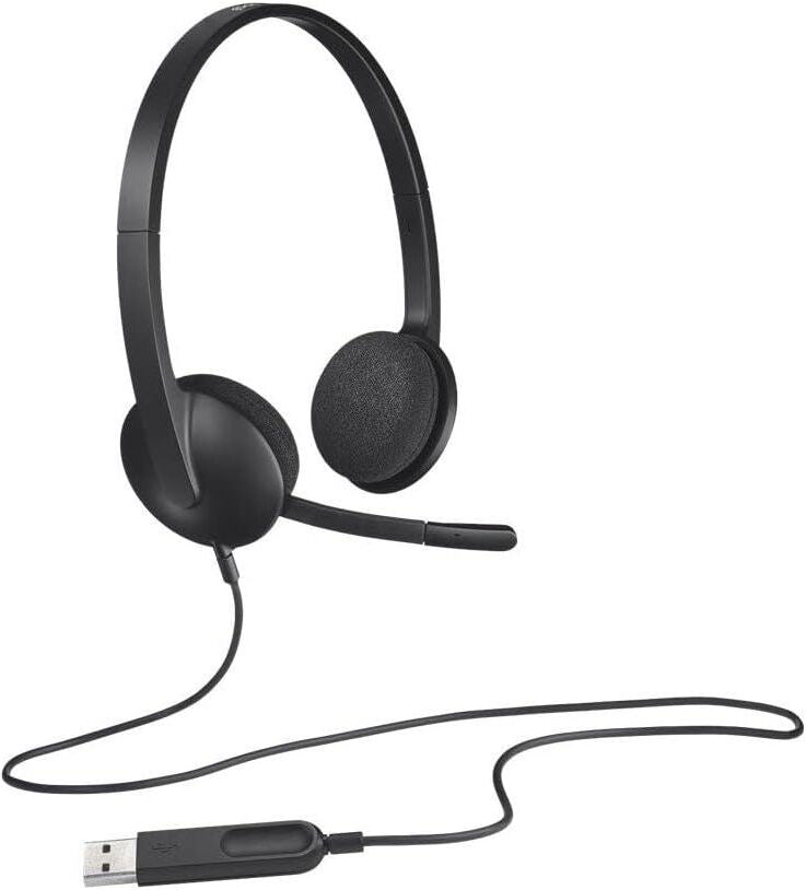 Logitech H340 USB Wired Headset with Noise-Cancelling Microphone, Stereo Sound - PC/Mac/Laptop, Black, New