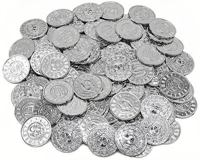 Uplift Picks Vintage Pirate Treasure Coins For Parties And Games silver 100 Pcs
