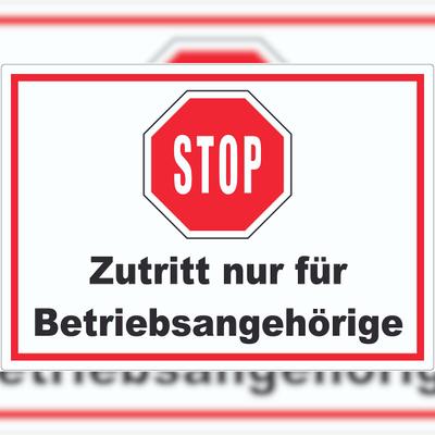 HB-Druck Stop Zutritt nur für Betriebsangehörige Aufkleber A7 (74x105mm)