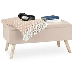 Relaxdays Gepolsterte Sitzbank mit Stauraum Beige,Hellbraun