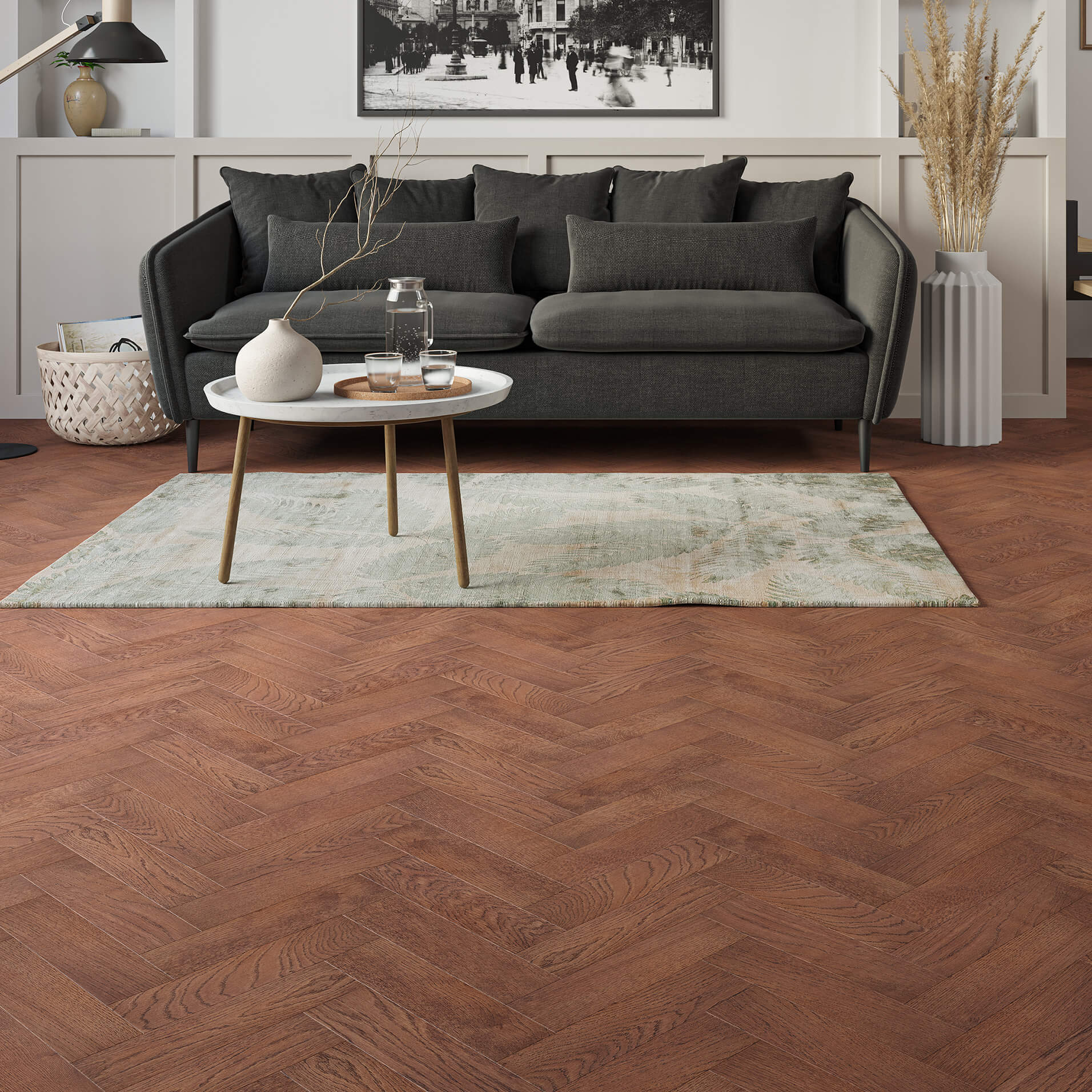 Luxury Flooring Herringbone Engineered Oak Brushed & Oiled Flooring - 10mm x 300mm x 80mm