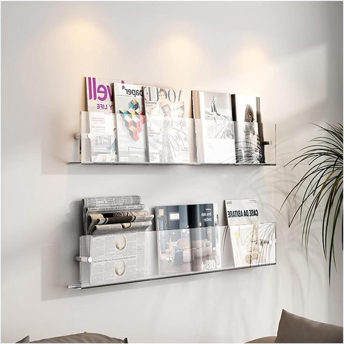 Transparante Acryl Tijdschrifthouder en Wandtijdschriftenrek voor Brochures en Literatuur - 40 cm