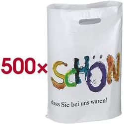 VP 500er-Pack Tragetaschen »SCHÖN, dass Sie bei uns waren« weiß 38 x 45 cm weiß, 38x45x10 cm