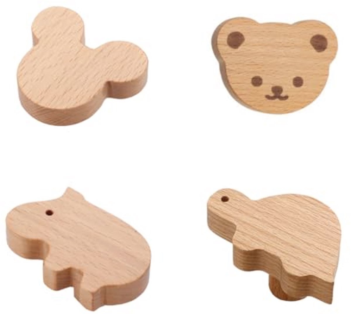 Set van 4 houten kastknoppen voor kinderen - Natuurlijke meubelaccessoires