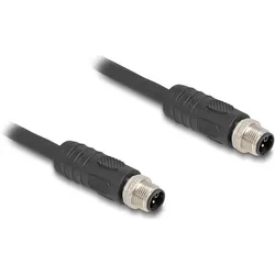 Delock M12 Kabel L-kodiert 4 Pin Stecker zu Stecker PUR schl, Elektronikkabel + Stecker, Schwarz
