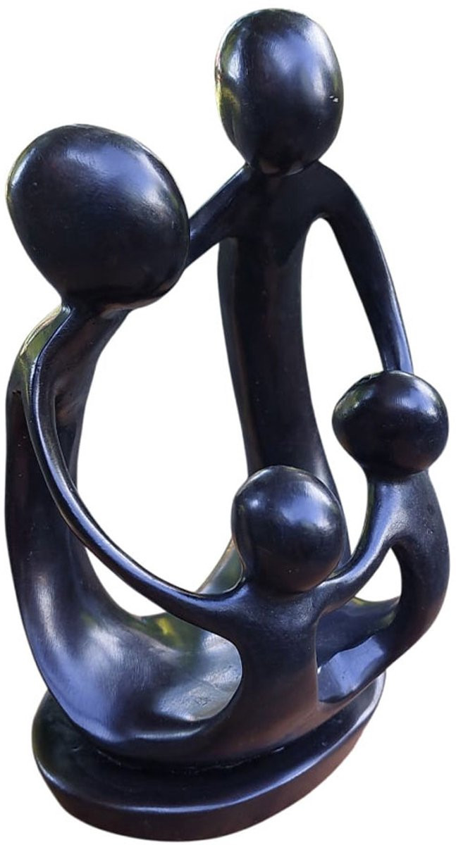 Floz Design familiebeeld ouders met 2 kinderen - Polystone - Hoogte: 20 cm