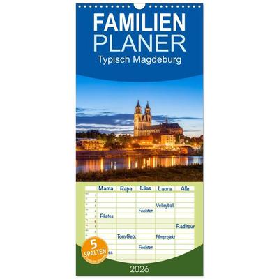 Familienplaner 2026 - Typisch Magdeburg mit 5 Spalten (Wandkalender, 21 x 45 cm) CALVENDO
