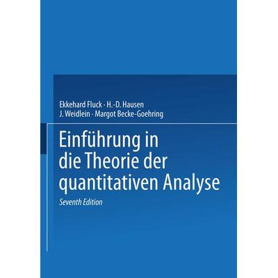 Einführung in die Theorie der quantitativen Analyse, Taschenbuch von E. Fluck,M. Becke-Goehring, Steinkopff, 978-3-7985-0788-3