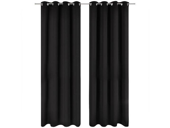 Blumtal Verdunklungsvorhänge 2er Set – Blickdichter Thermovorhang mit Ösen, Hitze- & Kälteschutz, Isolierende Gardinen 140/265 cm,Schwarz, Kunststoff, Rechteckig, 140x265 cm, Heimtextilien, Vorhänge, Fertigvorhänge, Verdunkelungsvorhänge