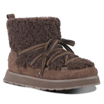 Schlupfboots LUHTA "IHANA MS", Damen, Gr. 39, Textil, braun (schwarz braun), Leder, Textil, Schuhe Schlupfboots, wasserdicht, gefüttert, mit Schnürung