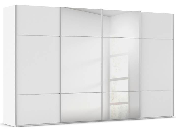 Schwebetürenschrank, Holzwerkstoff, Alpinweiß 360×223×68 cm, Mit Spiegel & Griffleisten, Modern, RAUCH