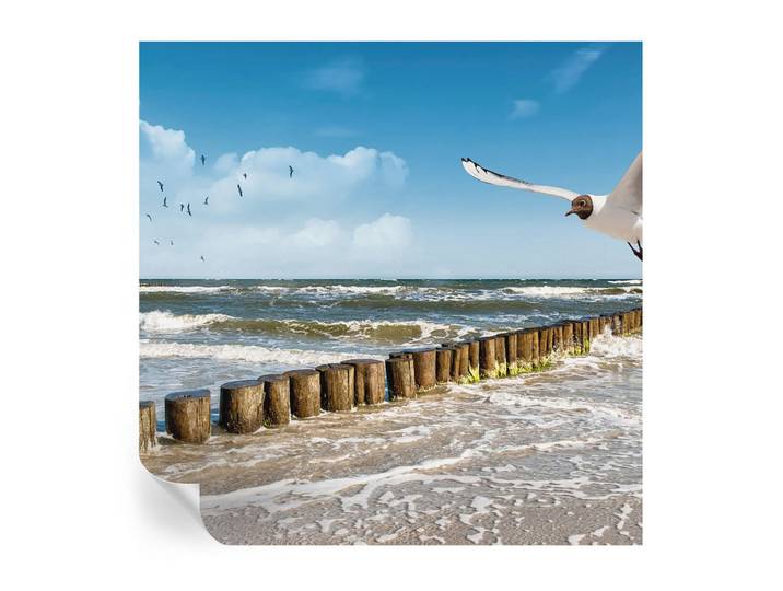 Wallfluent Fototapete 250x250 cm - Küstenlandschaft, Blau, 250x250 cm, Tapeten & Wandverkleidungen, Fototapeten