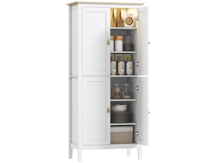 Buffet cuisine - HOMCOM - LED réglable et détecteur de mouvement - étagères réglables - MDF - 80 x 40 x 176 5 cm - blanc