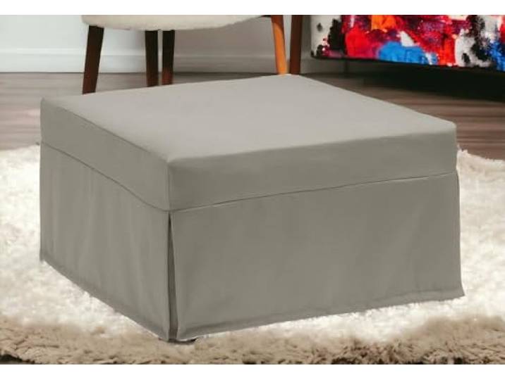 Talamo Italia - Ancilla Klappbett, Hocker, der in ein Einzelbett umgewandelt werden kann, Stoffhocker für das Wohnzimmer, 100 % Made in Italy, 80 x 80 x 45 cm, Taupe