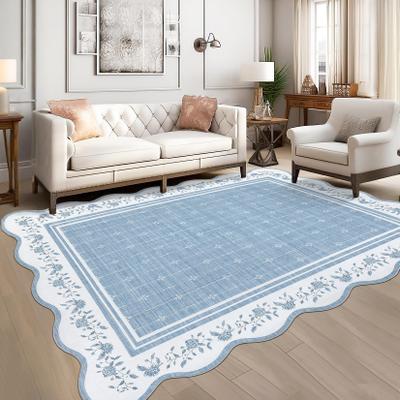 Garvee Scalloped Floral Bordered Area Rug