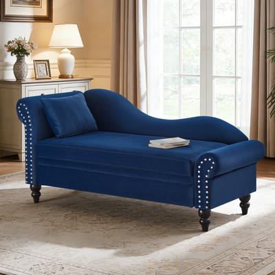 64.5'' Modern Velvet Chaise Lounge,Lounge Sofa With Storage