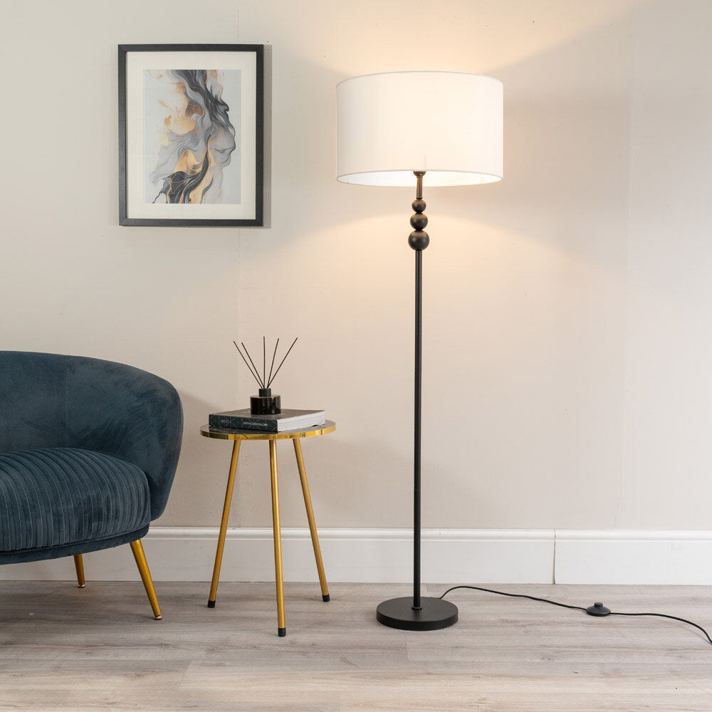 Rosdorf Park Randalia 145 H cm Traditional Floor Lamp Black/White 145cm H X 45cm W X 45cm D