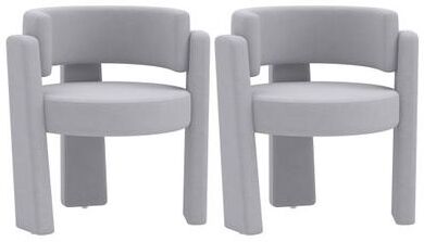 Costway Set of 2 Comfy Upholstered Armchair Modern Velvet Barrel Accent Chair-Gray