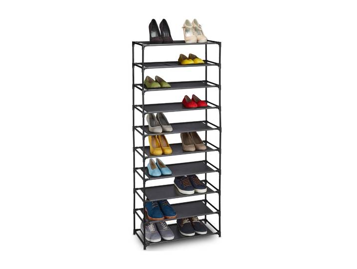 Schuhregal Stecksystem 10 Ebenen Schwarz