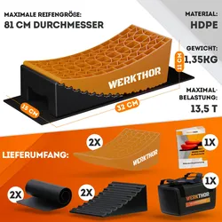 Werkthor Auffahrkeile bis zu 13,5 Tonnen inklusive Transporttasche Größe L orange