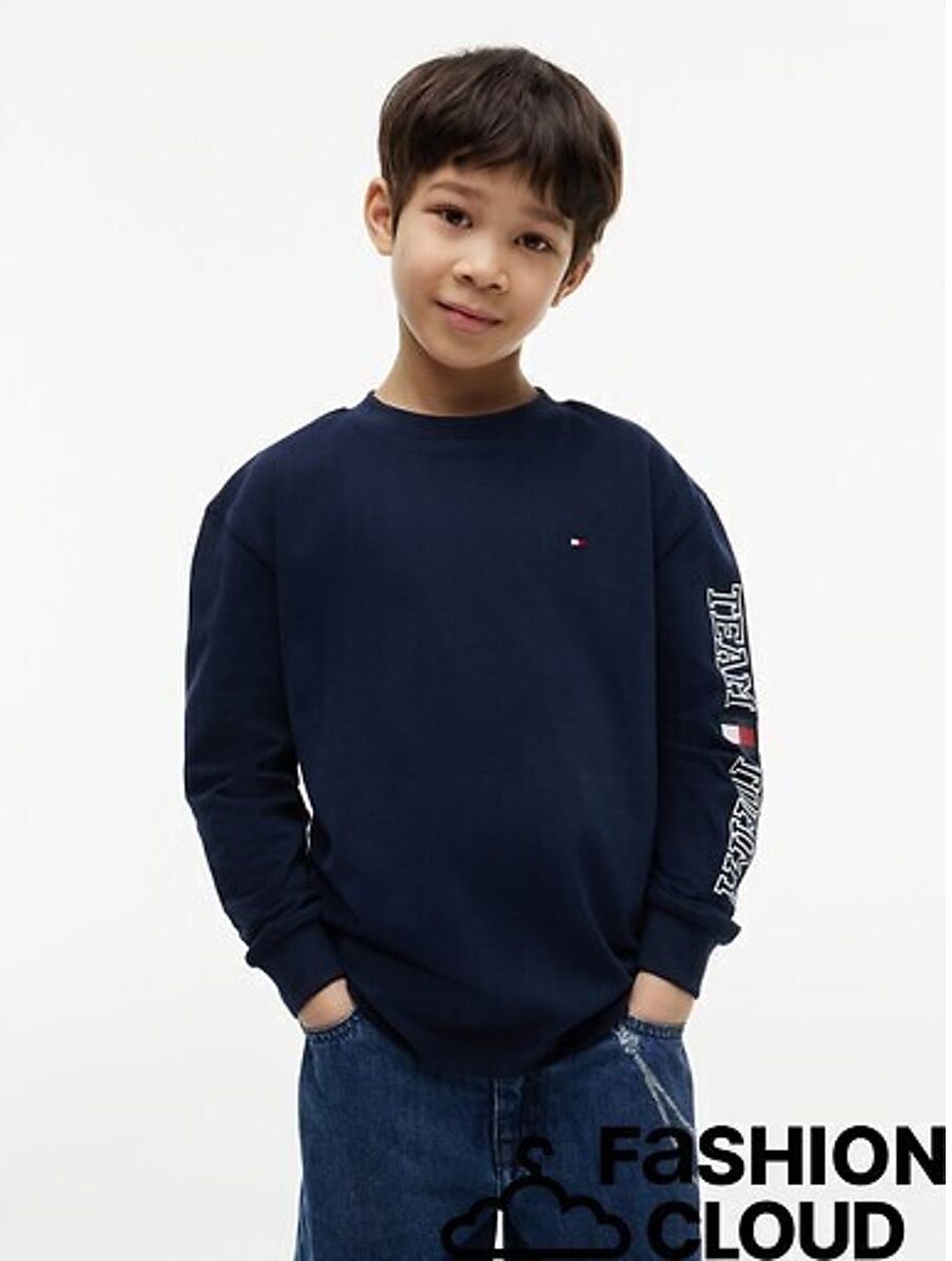 TOMMY HILFIGER Sweat manches longues, imprimé sur la manche, en molleton