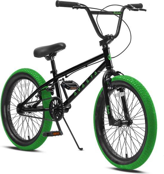 Kinderfahrrad Freestyle - BMX-Fahrrad - Ideal für Anfänger - Robuster Stahlrahmen - 18 Zoll - Schwarz-Grün