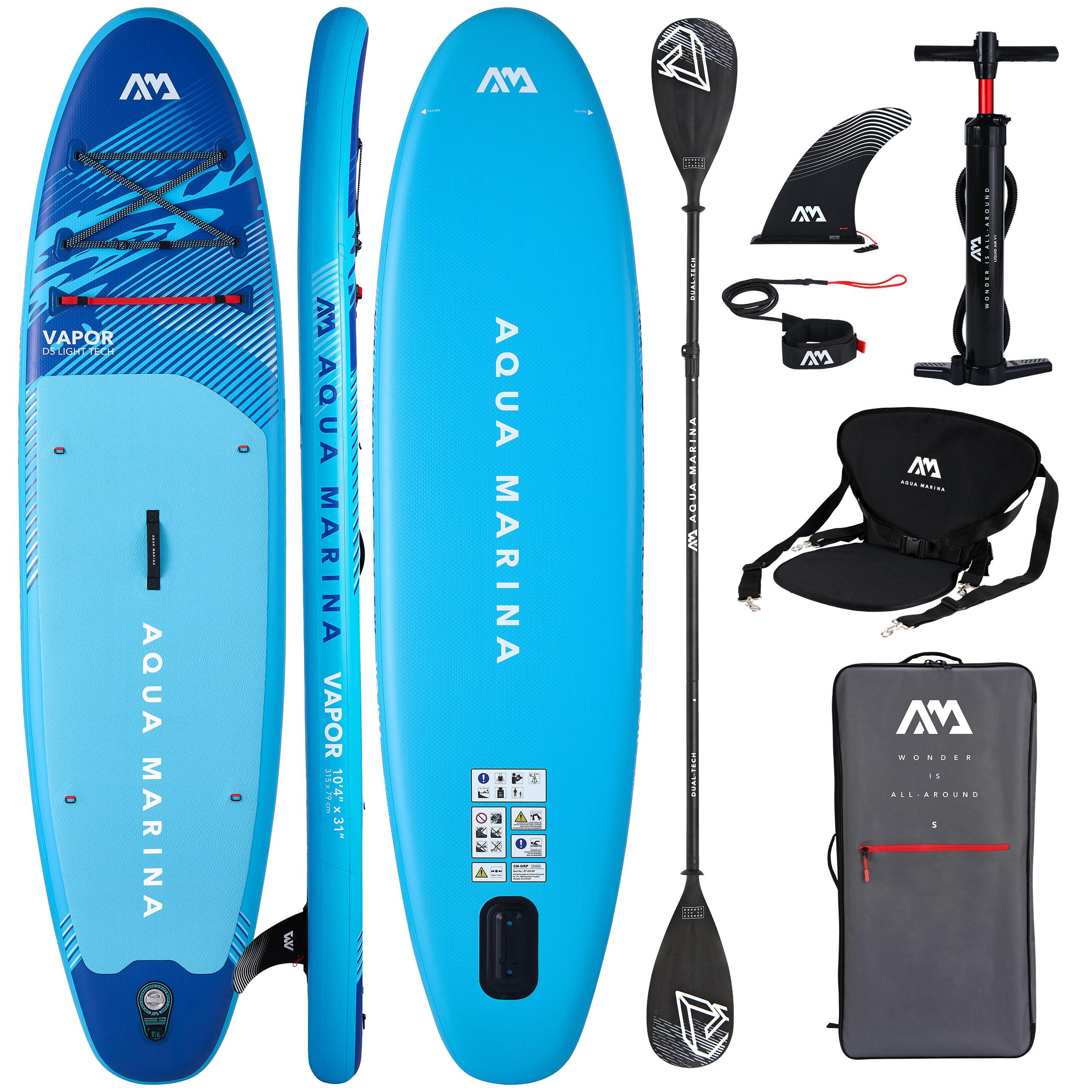 Aufblasbares SUP Board 315 cm Aqua Marina Vapor 10'4 2026 COMBO - Kajaksitz & 2in1 Paddel bis 140 kg