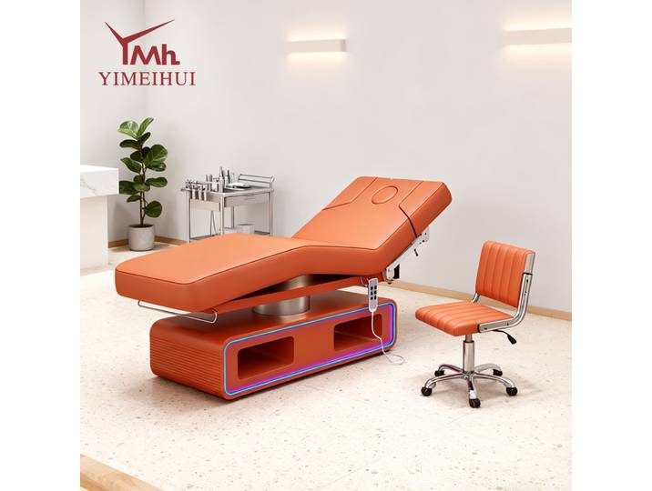 Lits de massage électriques à 4 moteurs pour salon, idéaux pour les soins du visage, les extensions de cils et les salons de beauté de luxe.