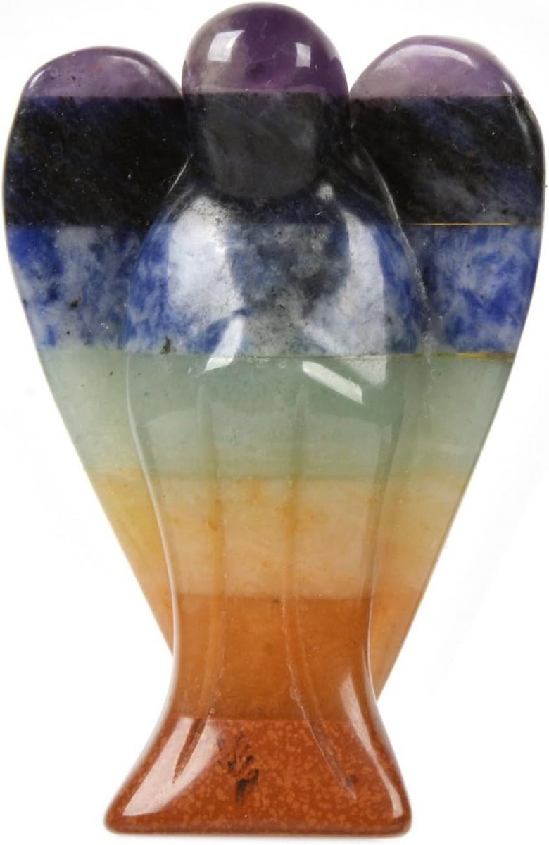7 Chakra Edelsteen Engel Pocket Guardian Standbeeld voor Healing en Bescherming
