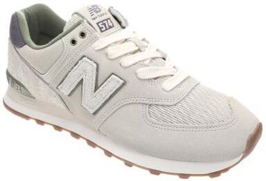 New Balance 574 Athletic in Off White/Dark Navy, Size 8 D, Fabric