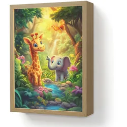 WANDLEUCHTE MIT AKKU Giraffe - Elefant - Blumen - Dschungel LED 30x40 cm Wandlampe