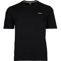 BOSS Herren T-Shirt, Waffeloptik -  Waffle T-Shirt, Logo, Rundhals, Logo, Baumwollmischung Schwarz / L